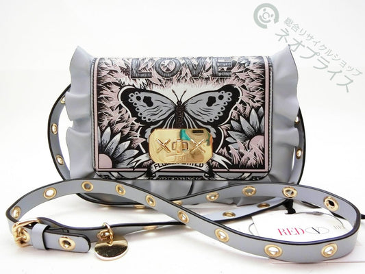 Valentino Shoulder Bag Purse Leather Light Gray Authentic