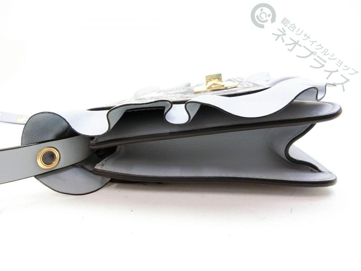 Valentino Shoulder Bag Purse Leather Light Gray Authentic