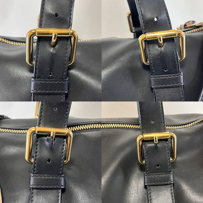 Chloe Boston Bag Shoulder Bag Purse Leather Black Authentic