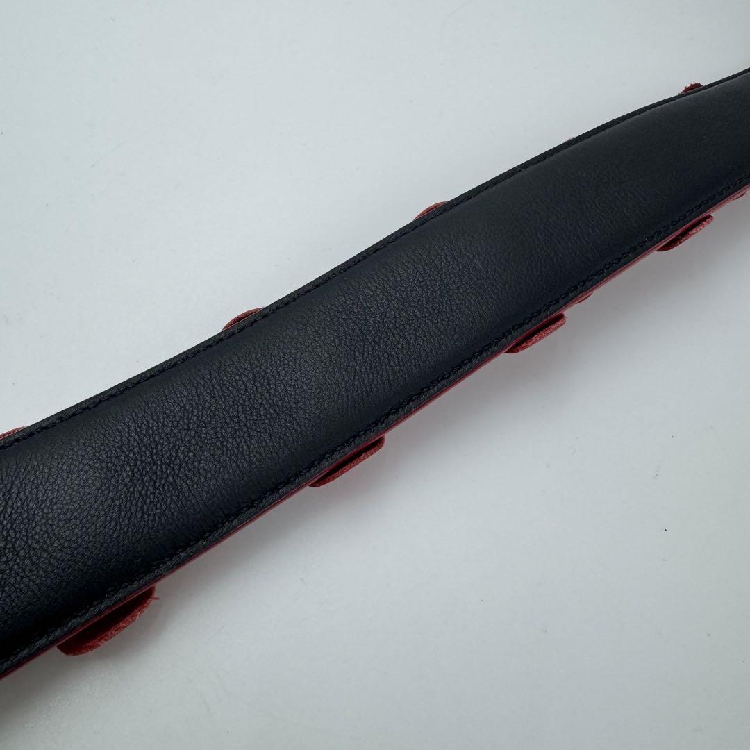 FENDI Shoulder Strap Strap you Belt Flower Leather Red Navy Blue Authentic