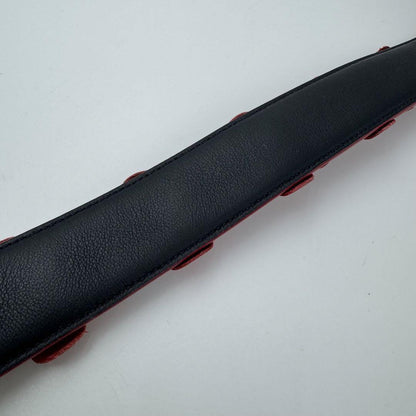 FENDI Shoulder Strap Strap you Belt Flower Leather Red Navy Blue Authentic