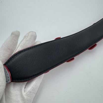 FENDI Shoulder Strap Strap you Belt Flower Leather Red Navy Blue Authentic