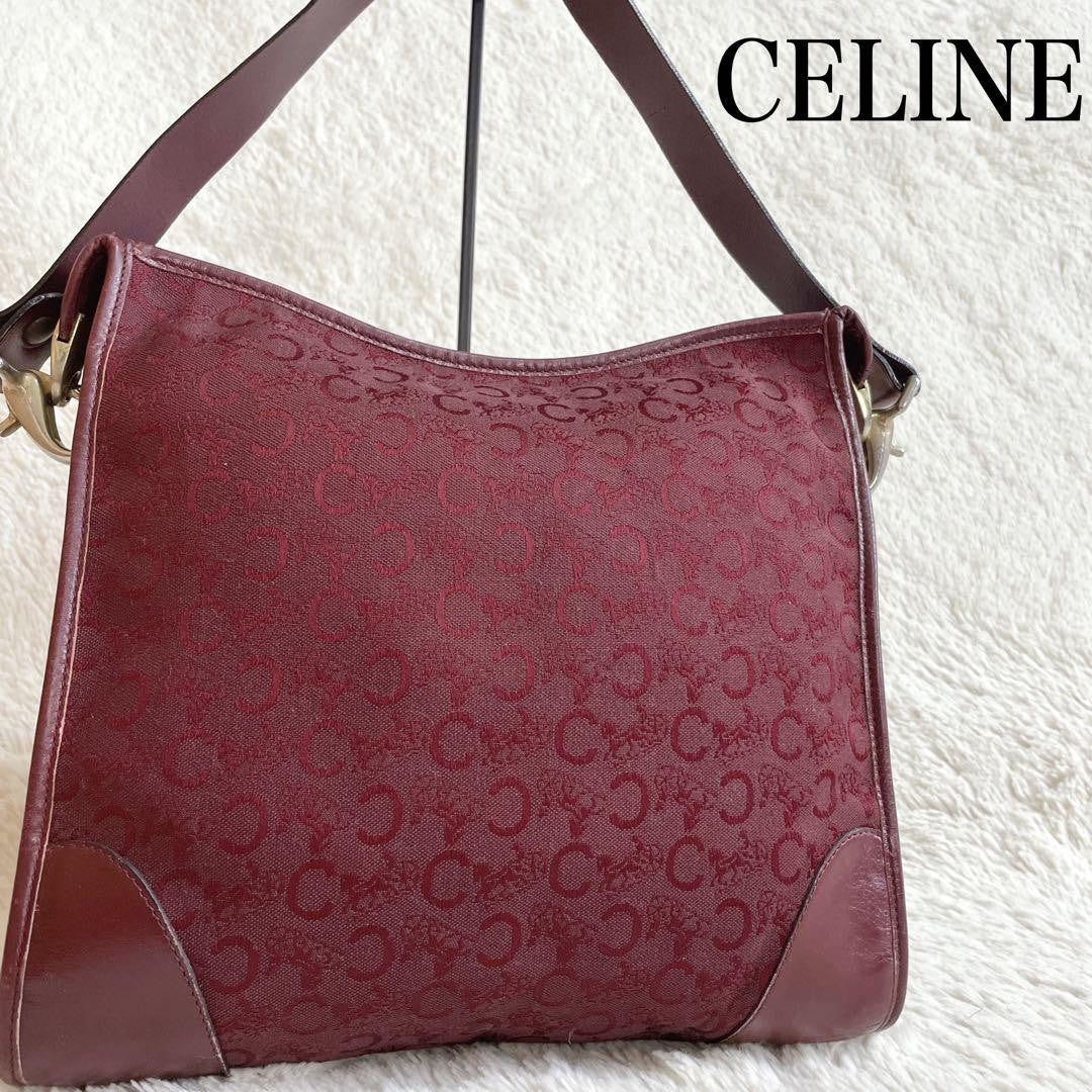 CELINE shoulder bag Purse C Macadam Canvas Leather Bordeaux Women's Authentic