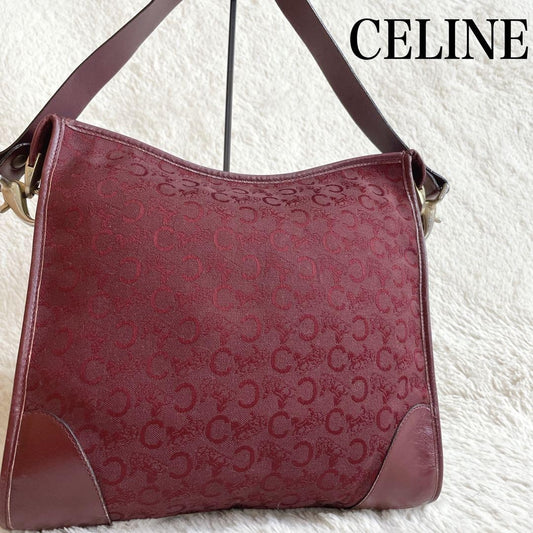 CELINE shoulder bag Purse C Macadam Canvas Leather Bordeaux Women's Authentic