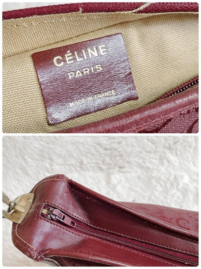 CELINE shoulder bag Purse C Macadam Canvas Leather Bordeaux Women's Authentic