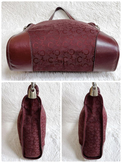 CELINE shoulder bag Purse C Macadam Canvas Leather Bordeaux Women's Authentic