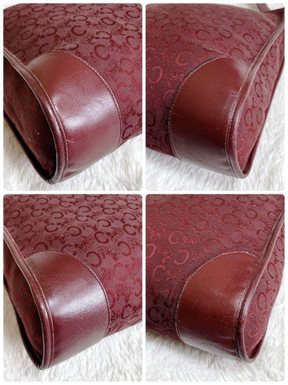 CELINE shoulder bag Purse C Macadam Canvas Leather Bordeaux Women's Authentic