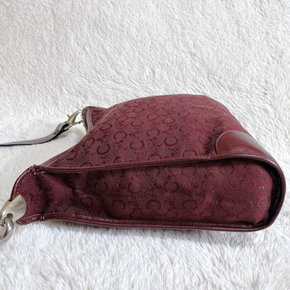CELINE shoulder bag Purse C Macadam Canvas Leather Bordeaux Women's Authentic
