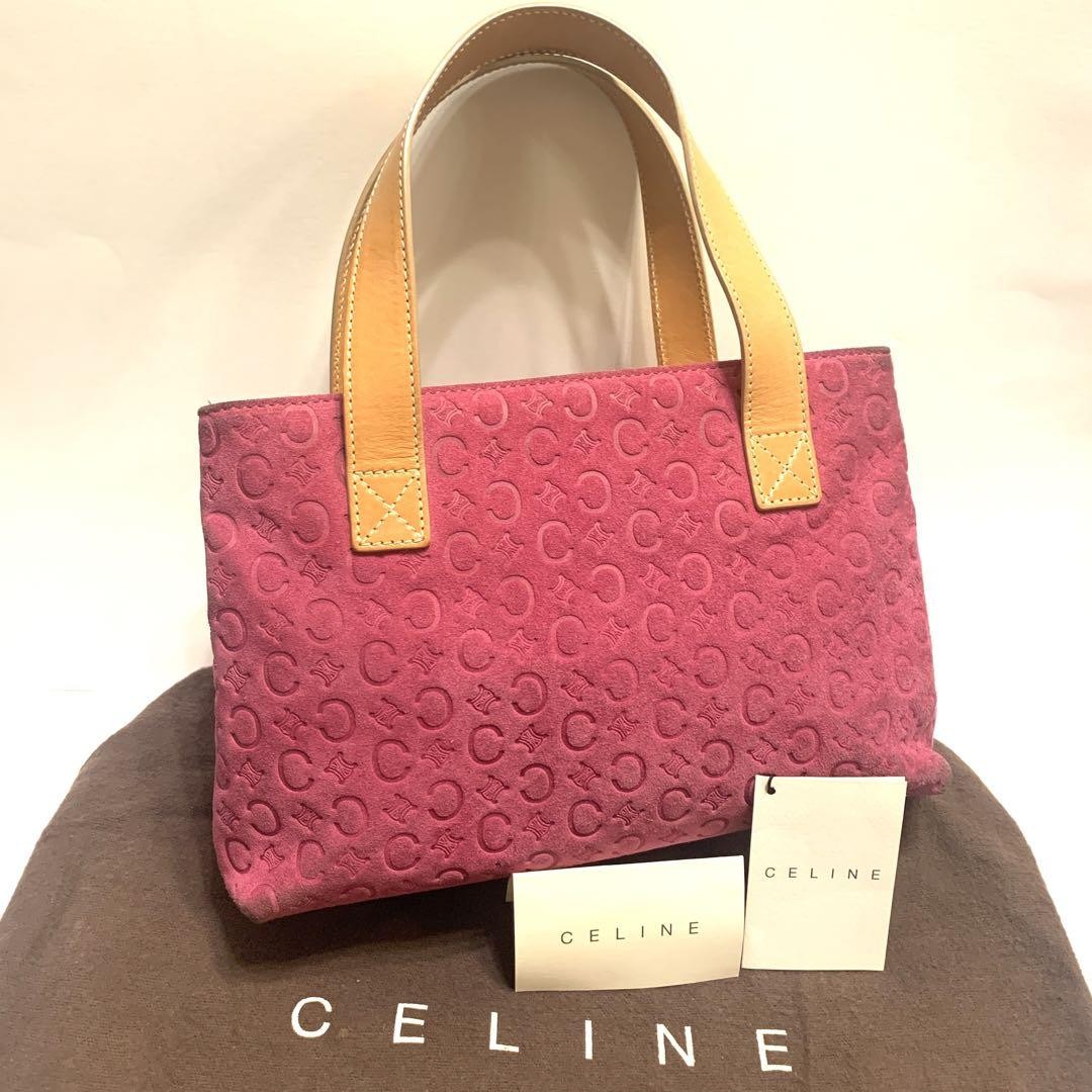 CELINE handbag Purse C Macadam Pink Suede Leather Women's Used Authentic