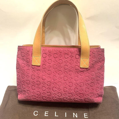 CELINE handbag Purse C Macadam Pink Suede Leather Women's Used Authentic