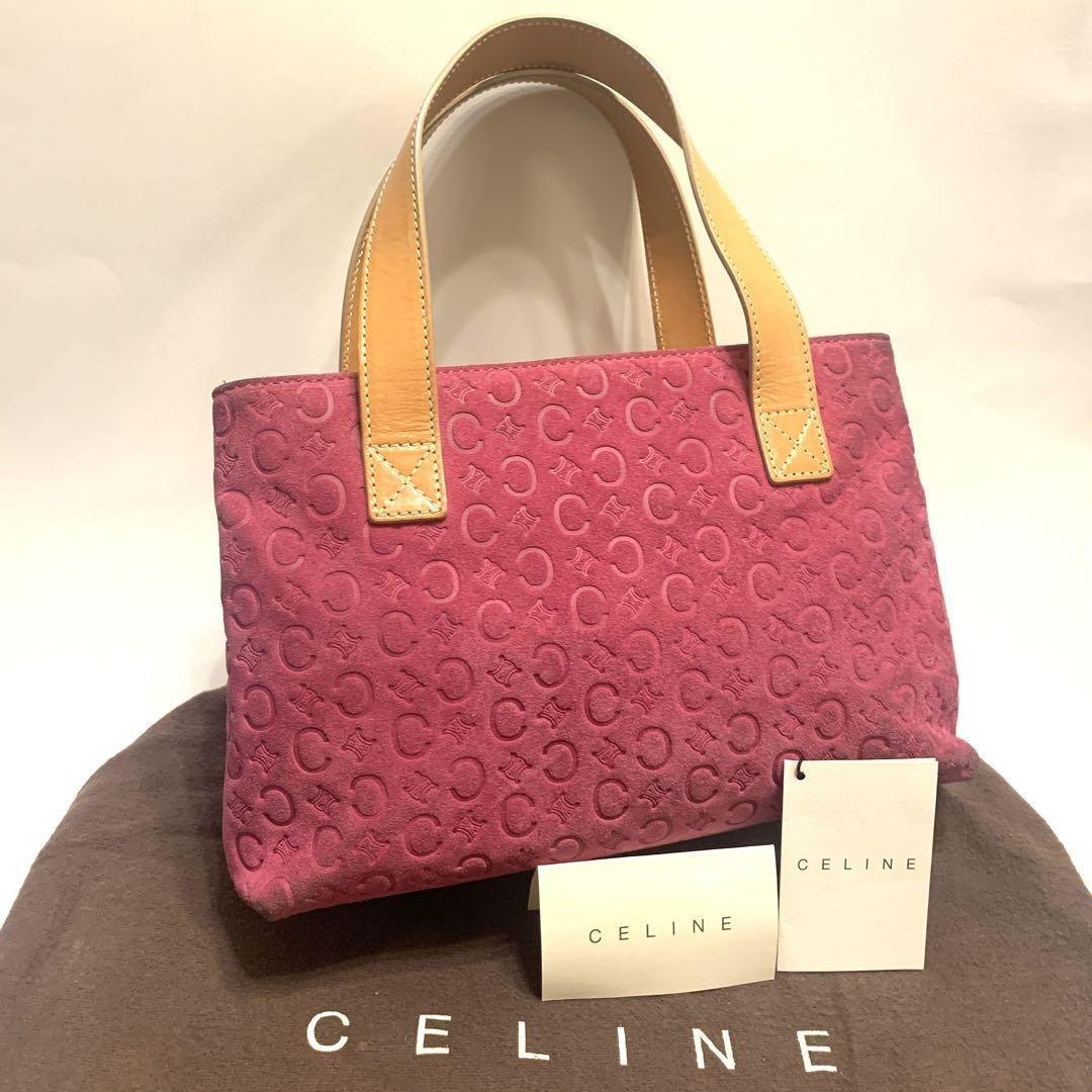 CELINE handbag Purse C Macadam Pink Suede Leather Women's Used Authentic