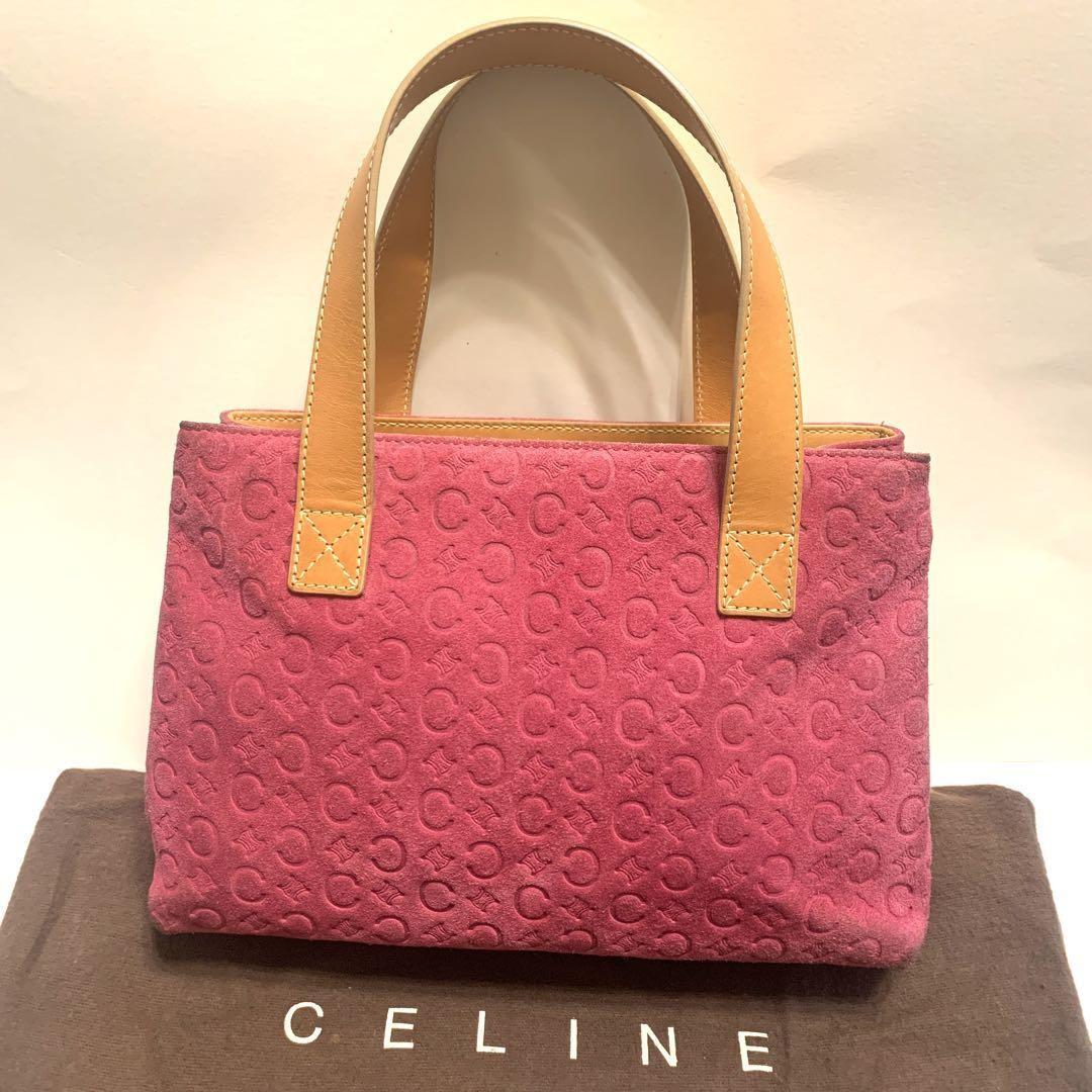 CELINE handbag Purse C Macadam Pink Suede Leather Women's Used Authentic