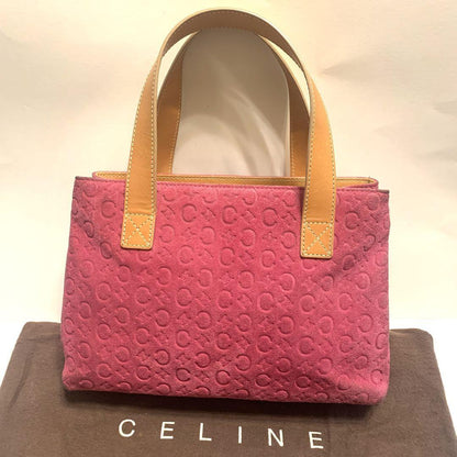 CELINE handbag Purse C Macadam Pink Suede Leather Women's Used Authentic