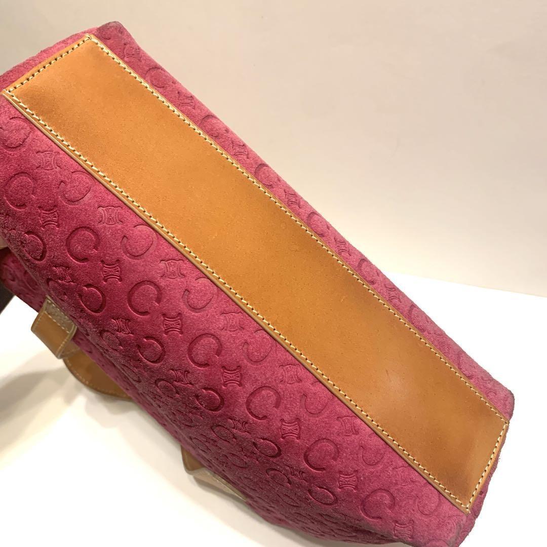 CELINE handbag Purse C Macadam Pink Suede Leather Women's Used Authentic