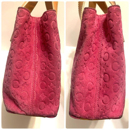 CELINE handbag Purse C Macadam Pink Suede Leather Women's Used Authentic