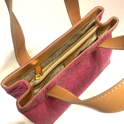 CELINE handbag Purse C Macadam Pink Suede Leather Women's Used Authentic