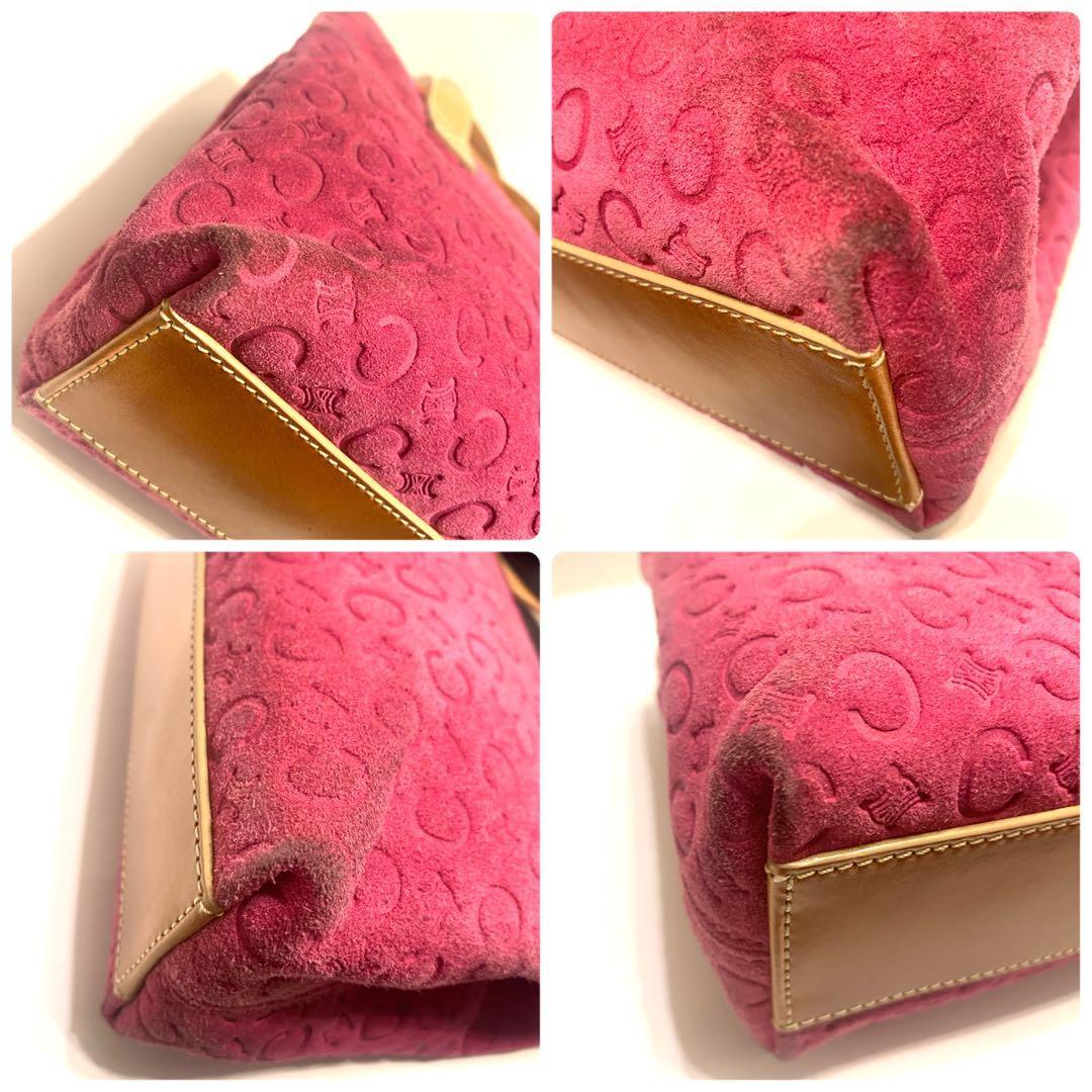 CELINE handbag Purse C Macadam Pink Suede Leather Women's Used Authentic