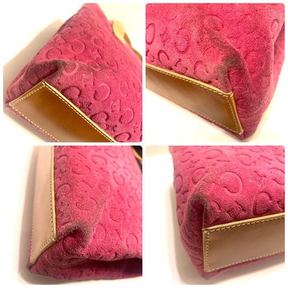 CELINE handbag Purse C Macadam Pink Suede Leather Women's Used Authentic