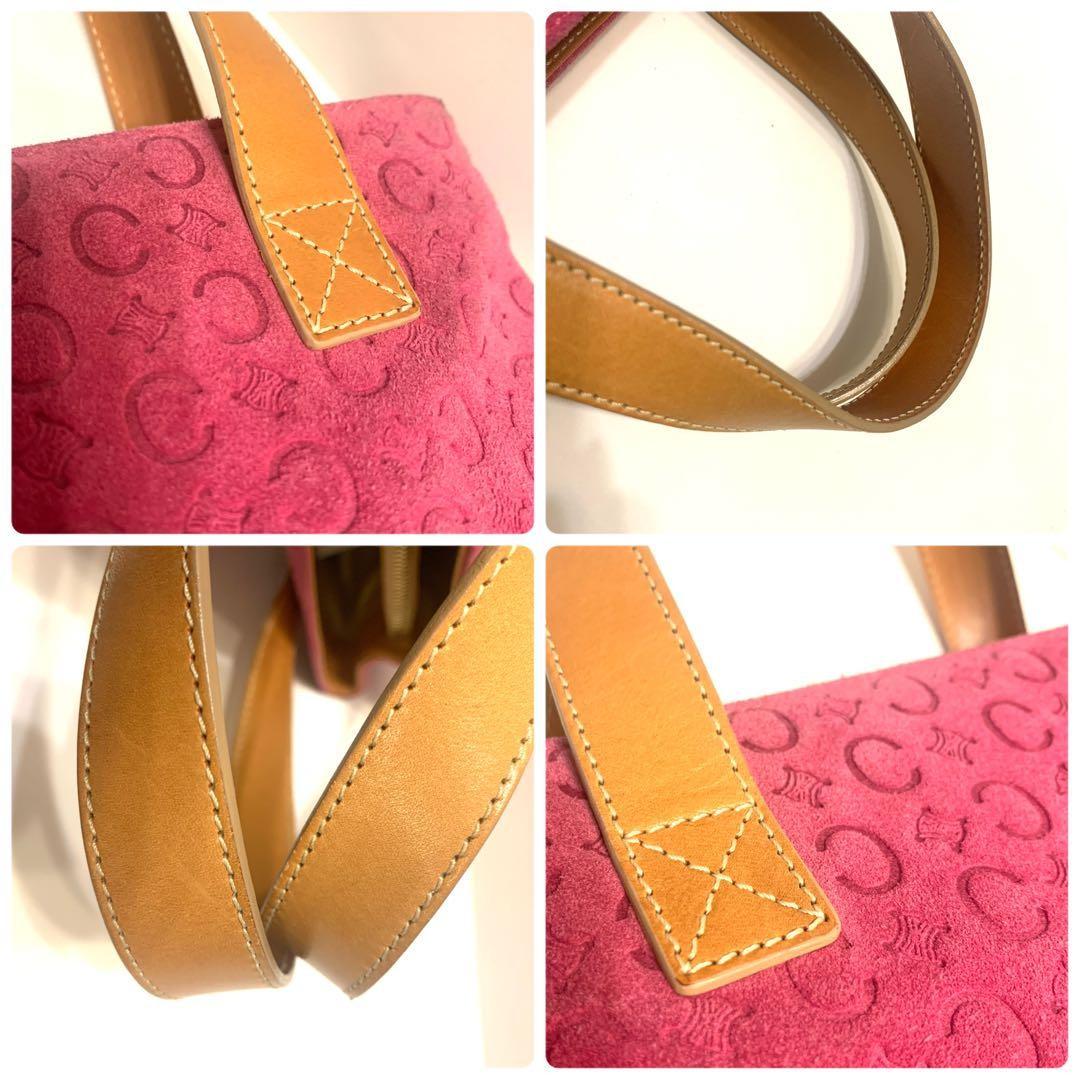 CELINE handbag Purse C Macadam Pink Suede Leather Women's Used Authentic