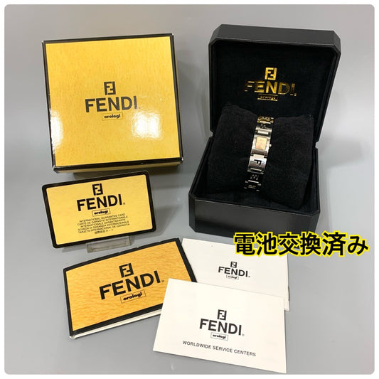 FENDI 3150L Quartz Watch Wristwatch Logo Pink Gold Women's Authentic