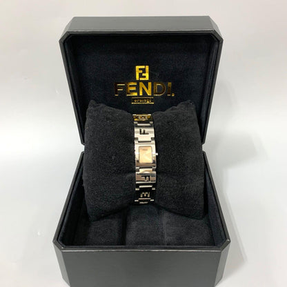 FENDI 3150L Quartz Watch Wristwatch Logo Pink Gold Women's Authentic