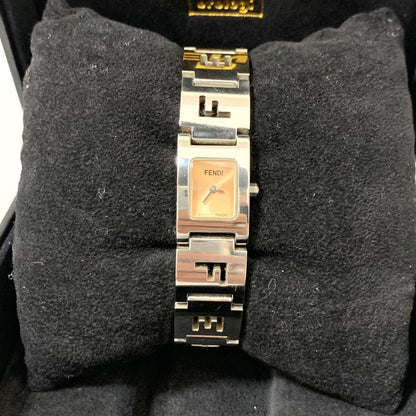 FENDI 3150L Quartz Watch Wristwatch Logo Pink Gold Women's Authentic