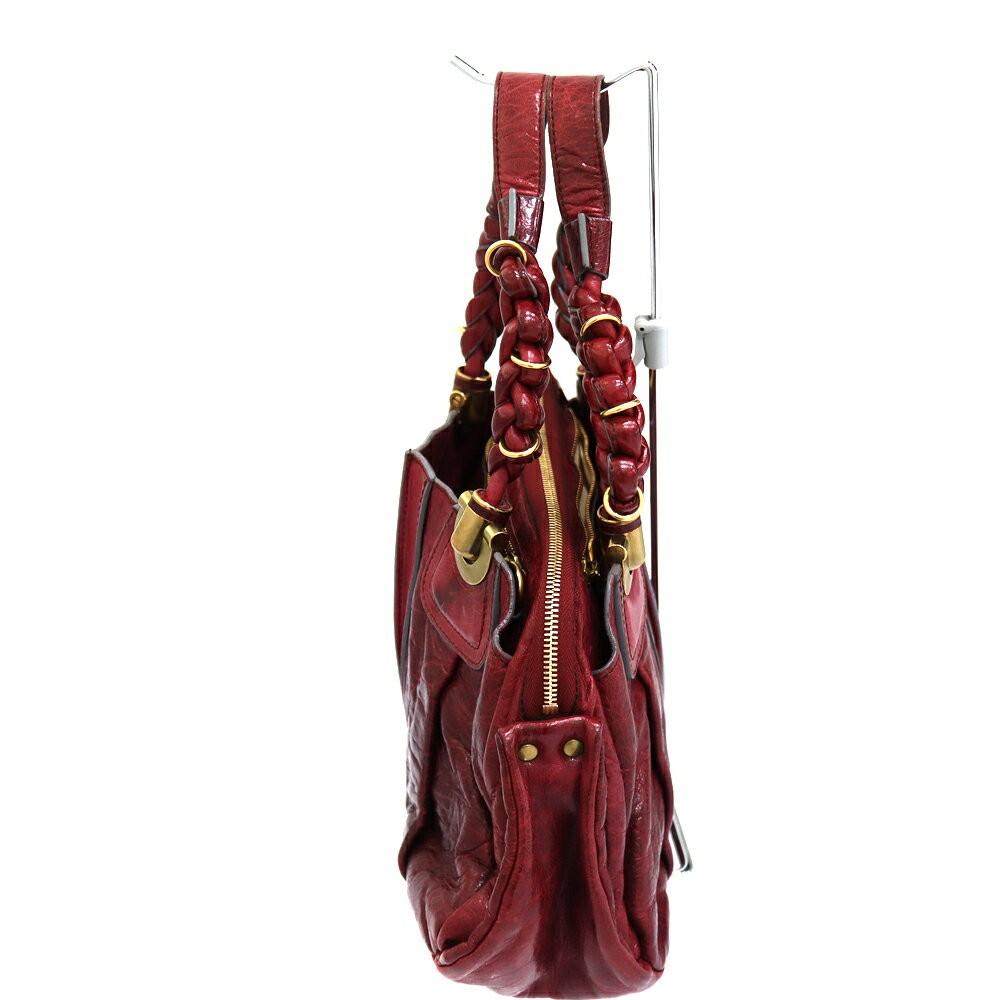 Chloe Hand Bag Tote Purse Eloise Leather Wine Red Gold Authentic Women's Used