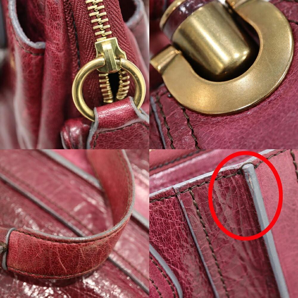 Chloe Hand Bag Tote Purse Eloise Leather Wine Red Gold Authentic Women's Used