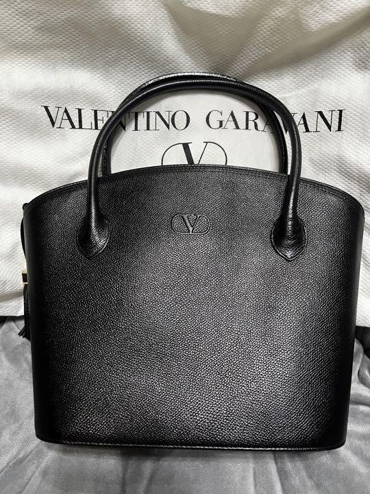 Valentino Garavani Hand Bag Tote Purse Logo Leather Authentic