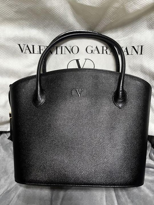 Valentino Garavani Hand Bag Tote Purse Logo Leather Authentic