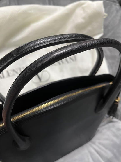 Valentino Garavani Hand Bag Tote Purse Logo Leather Authentic