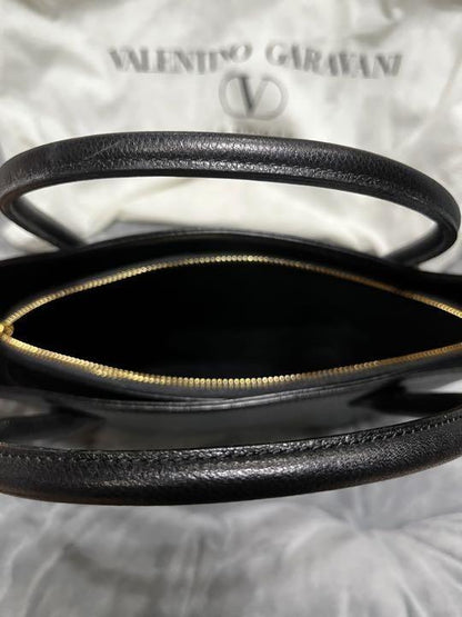 Valentino Garavani Hand Bag Tote Purse Logo Leather Authentic