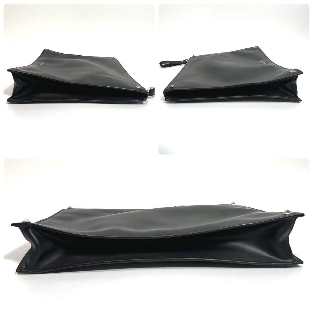 Valentino Garavani Clutch Bag Second Bag VLTN Leather Black Authentic
