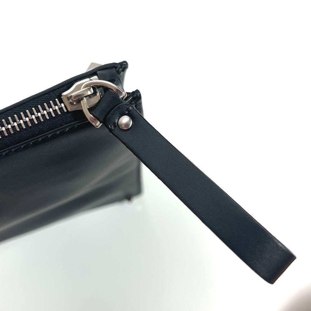 Valentino Garavani Clutch Bag Second Bag VLTN Leather Black Authentic
