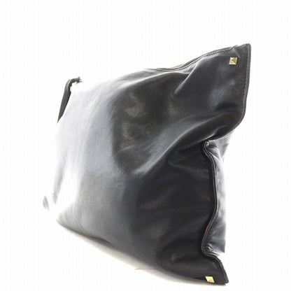 Valentino Garavani Clutch Bag Second Bag Rockstuds Leather Black Authentic