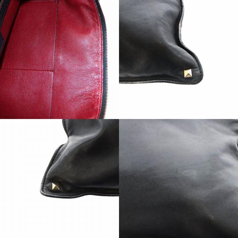 Valentino Garavani Clutch Bag Second Bag Rockstuds Leather Black Authentic