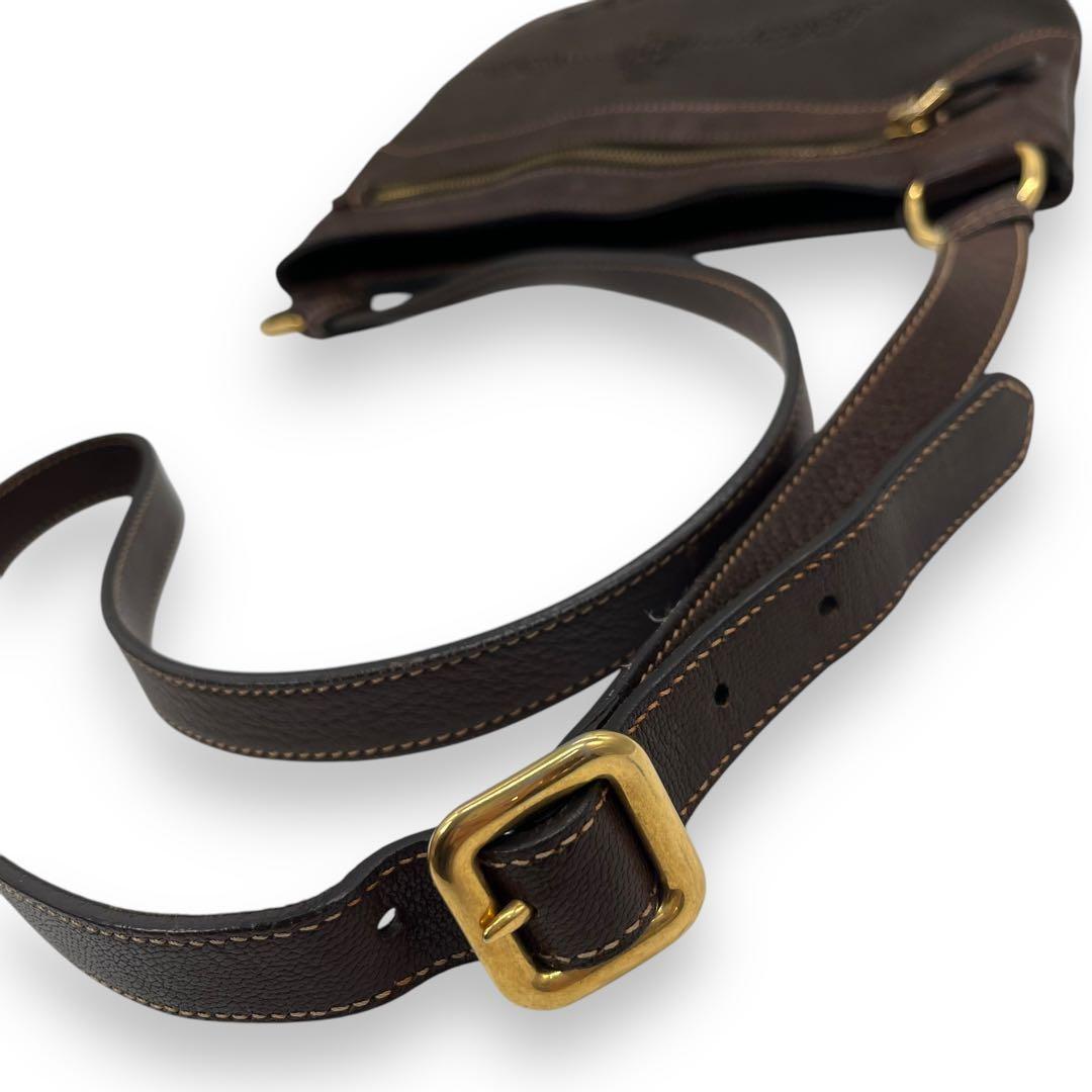 PRADA Shoulder Bag Purse Canvas Leather Brown Authentic