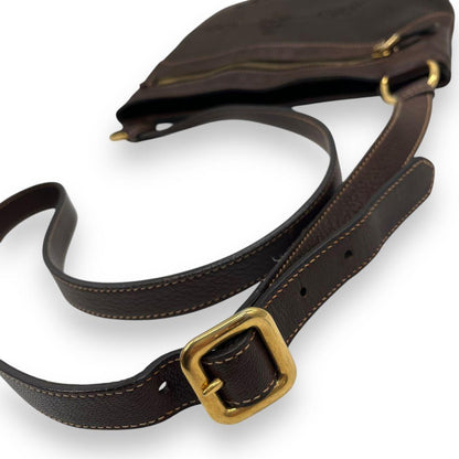 PRADA Shoulder Bag Purse Canvas Leather Brown Authentic