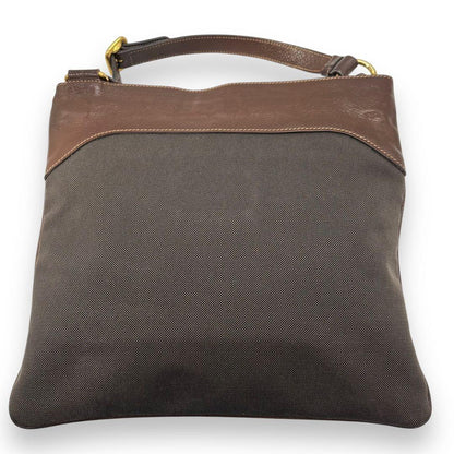 PRADA Shoulder Bag Purse Canvas Leather Brown Authentic