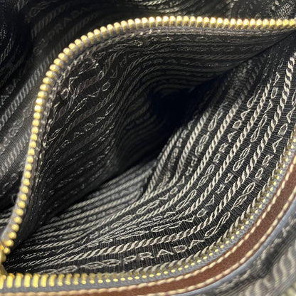 PRADA Shoulder Bag Purse Canvas Leather Brown Authentic