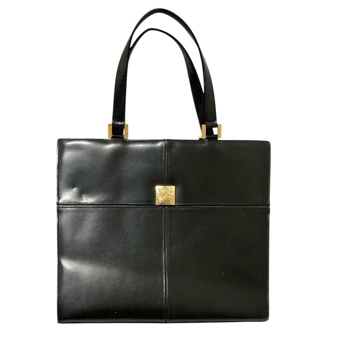 Saint Laurent Hand Bag Tote Purse YSL Cassandra Logo Black Authentic