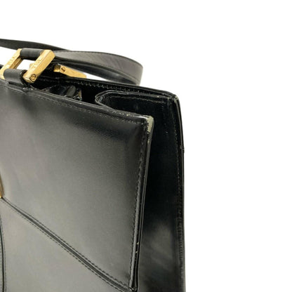 Saint Laurent Hand Bag Tote Purse YSL Cassandra Logo Black Authentic