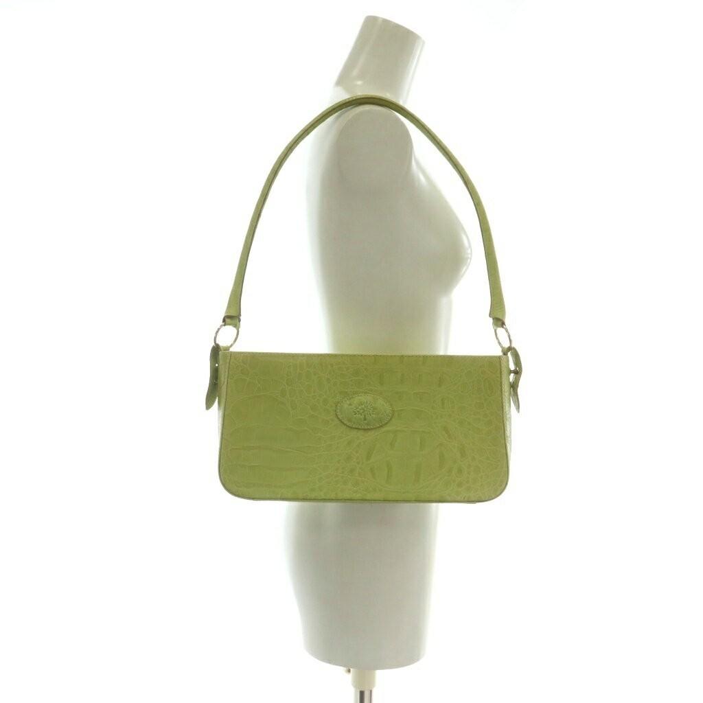 MULBERRY Hand Shoulder Bag Purse Leather Green Authentic