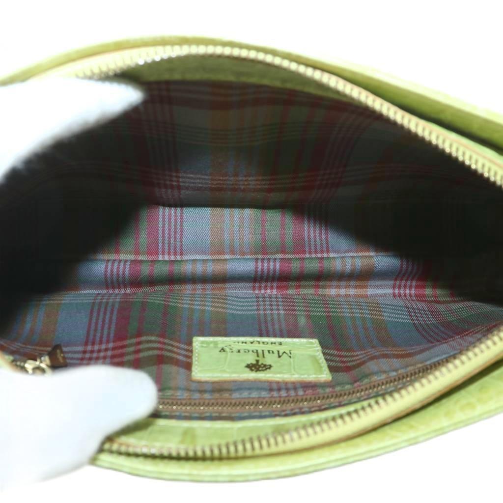 MULBERRY Hand Shoulder Bag Purse Leather Green Authentic