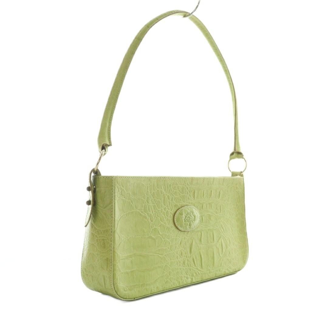MULBERRY Hand Shoulder Bag Purse Leather Green Authentic