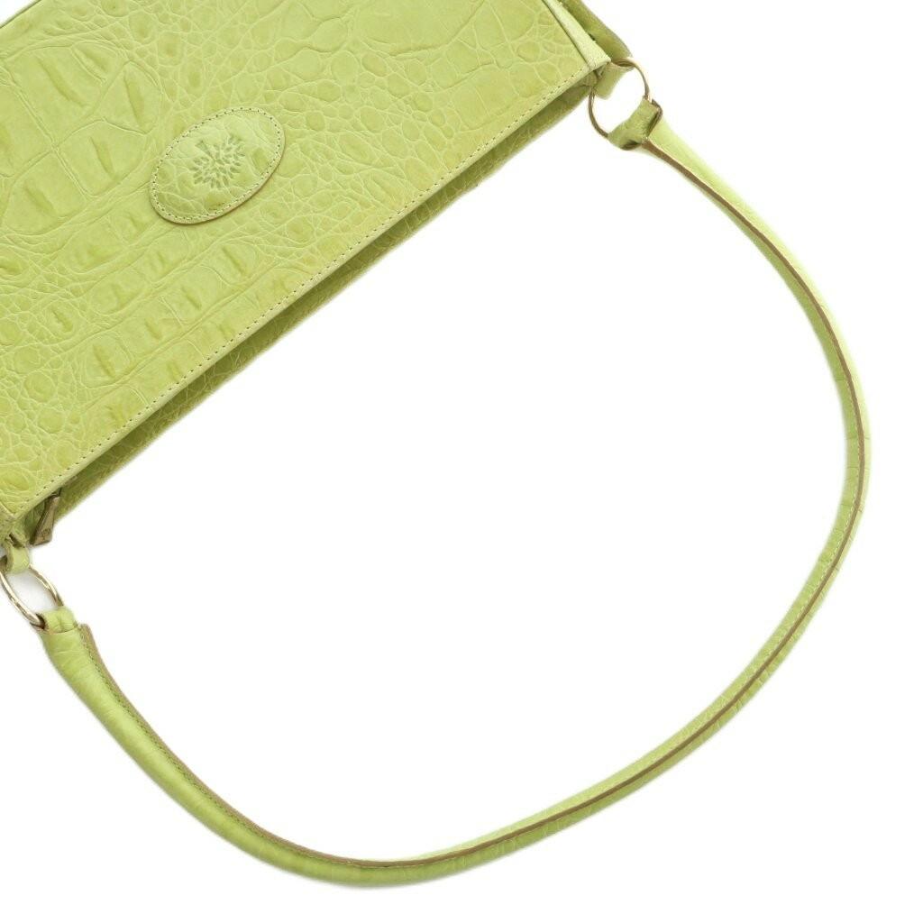 MULBERRY Hand Shoulder Bag Purse Leather Green Authentic