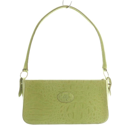 MULBERRY Hand Shoulder Bag Purse Leather Green Authentic