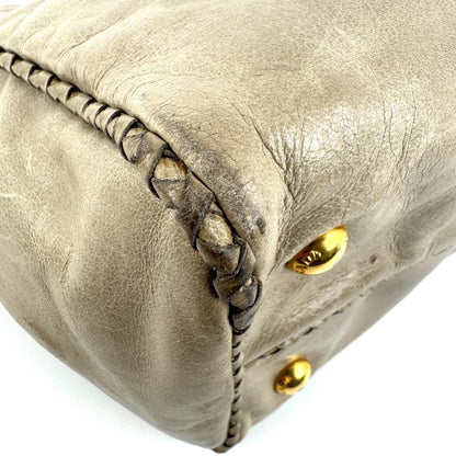 PRADA Hand Bag Tote Purse Ribbon Gray Authentic