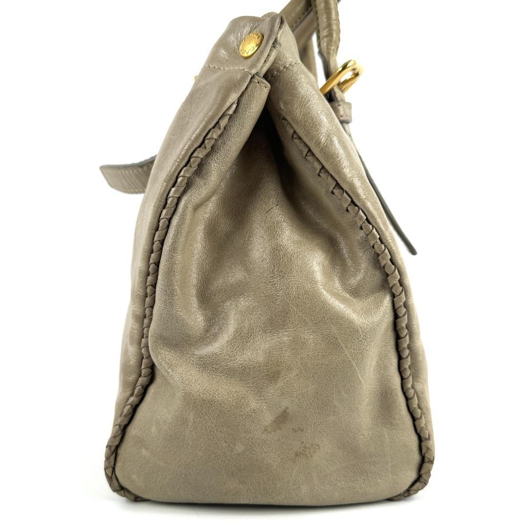 PRADA Hand Bag Tote Purse Ribbon Gray Authentic