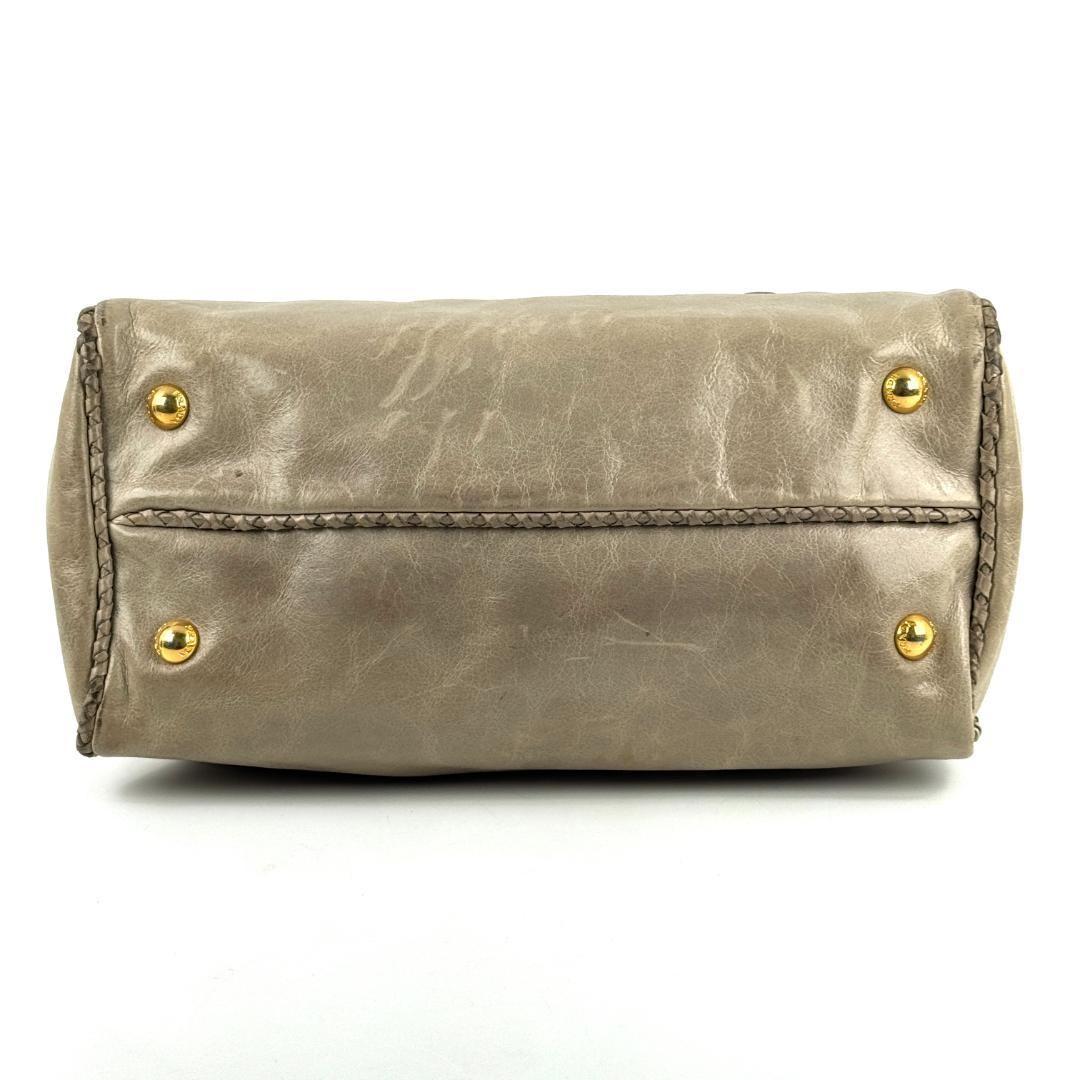 PRADA Hand Bag Tote Purse Ribbon Gray Authentic